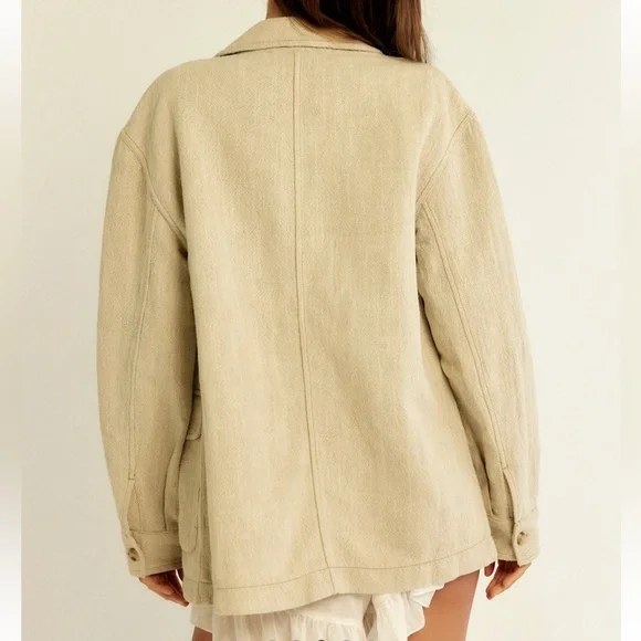#217 NWT Free People Lucy Linen Chore Coat in Natural